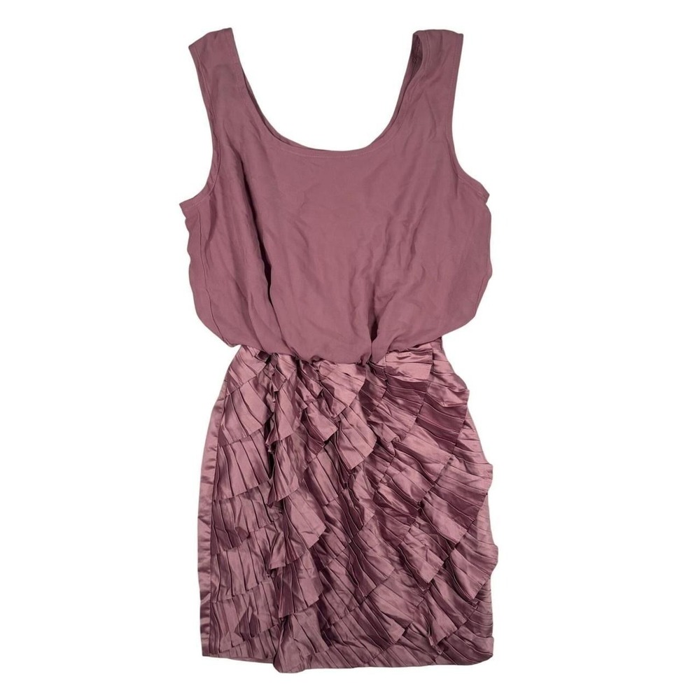 GB Tiered Ruffle Cocktail Dress Size M Women Mauve Silky Sleeveless